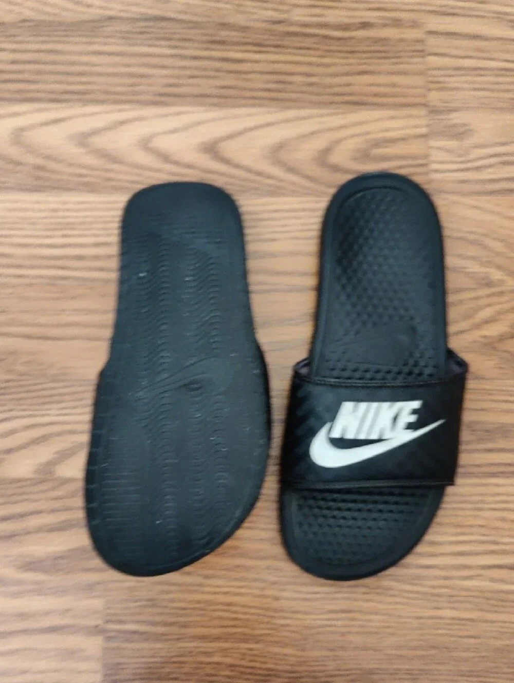 Nike Black Slide Sandals with White Logo